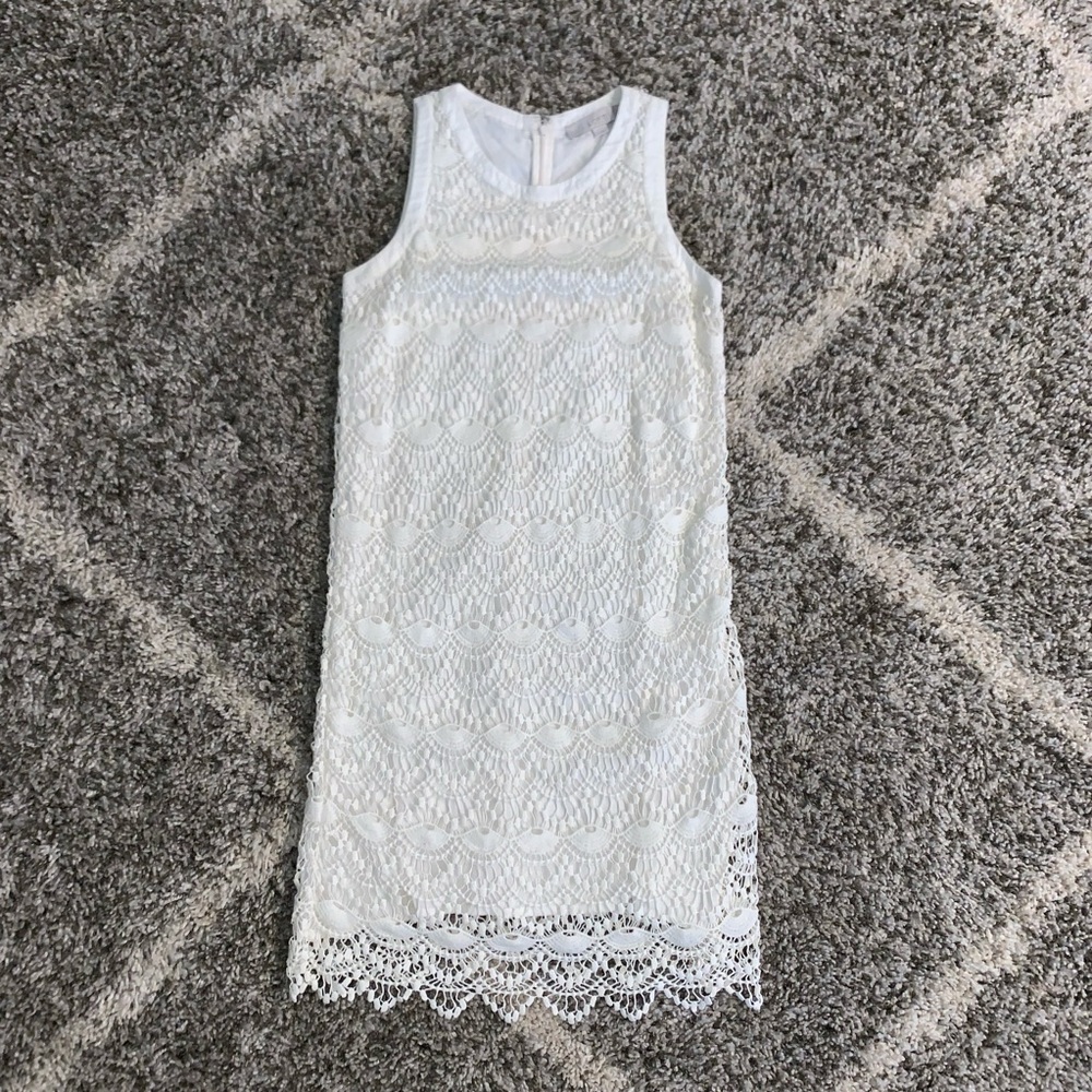 LOFT sleeveless cream crochet dress SZ 4